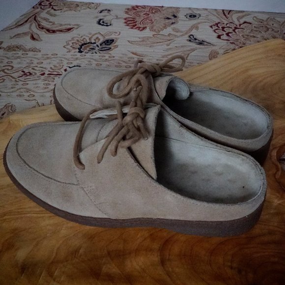 LL Bean Lace Up Mule slide clog Tan Suede leather - Picture 4 of 6